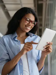 Business owner working on a tablet.